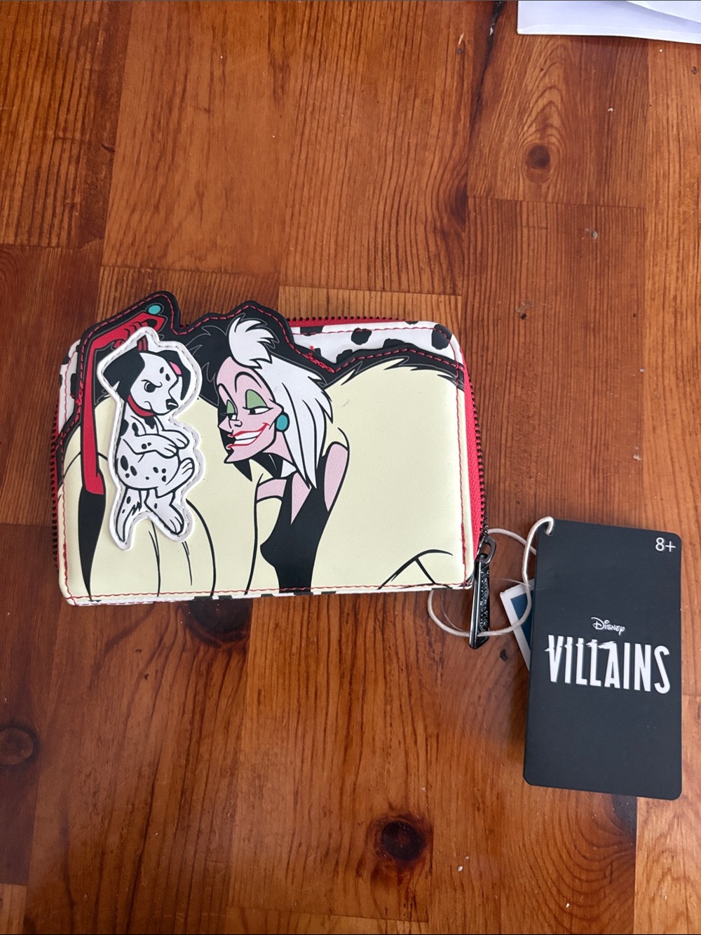 Loungefly Disney Villains Cruella Zip Card Wallet - Cream, Black, Red